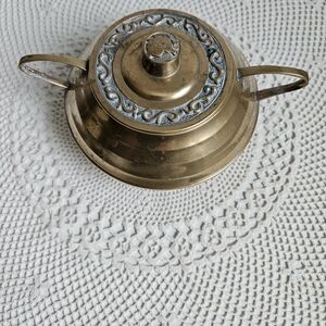 Vintage Gold Solid Brass Bowl, Lidded Dish